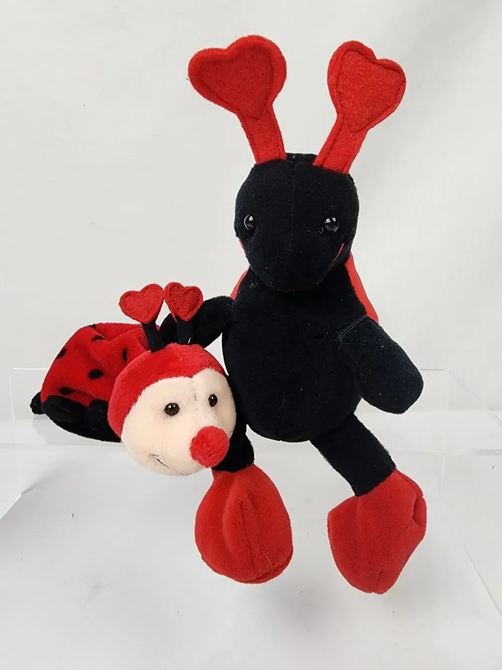 Ladybug Plush Russ “Love Bug” and Ganz 1997 Lady Luv Bugs 2 Black & Red Cute